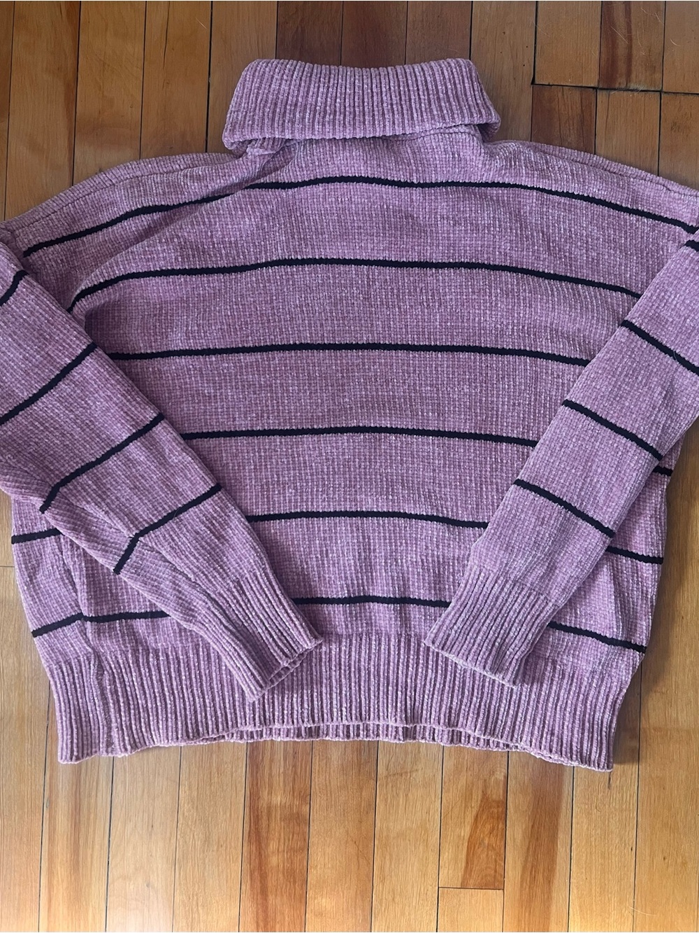 Charlotte Russe Lavender and Black Striped Turtleneck Sweater